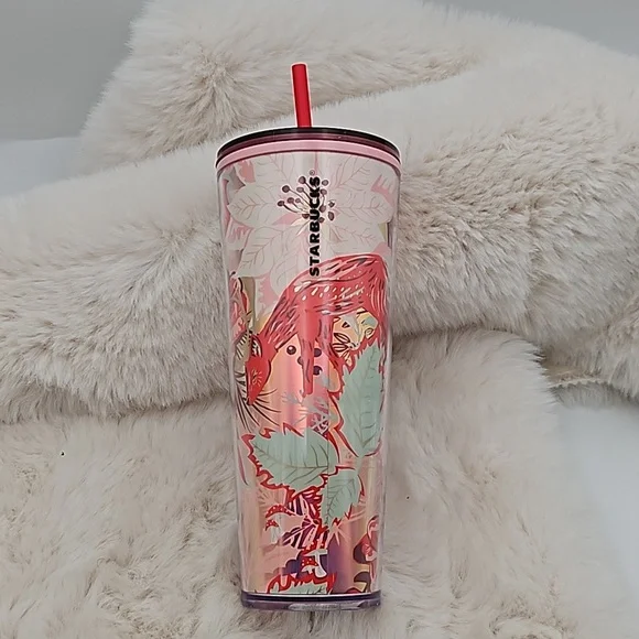 Starbucks 2022 Holiday Woodland Venti Cold Cup fox forest cottagecore - Picture 1 of 6